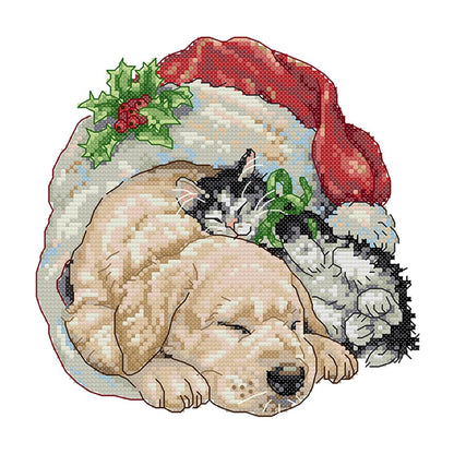 Christmas Cat And Dog - 11CT Counted Cross Stitch 32*32CM