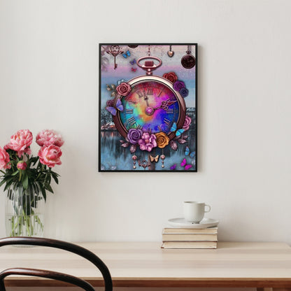 Beautiful Clock - Full Round Drill Diamond Painting 30*40CM