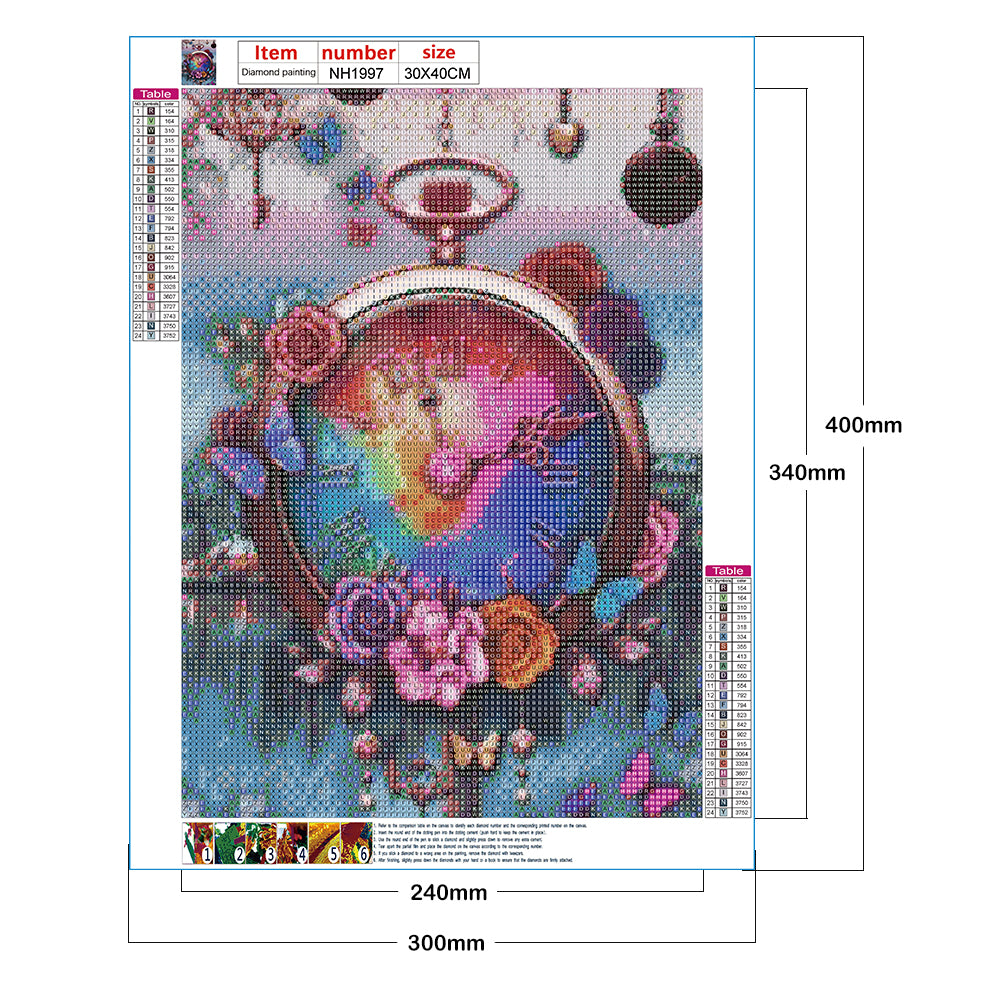 Beautiful Clock - Full Round Drill Diamond Painting 30*40CM
