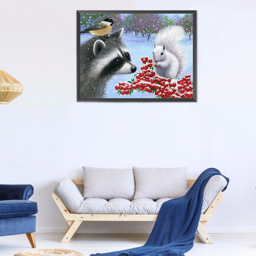 Raccoon - Full Round Drill Diamond Painting 40*30CM