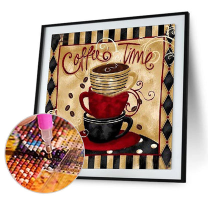 Coffee Cup Calligraphy - Full Round Drill Diamond Painting 40*40CM