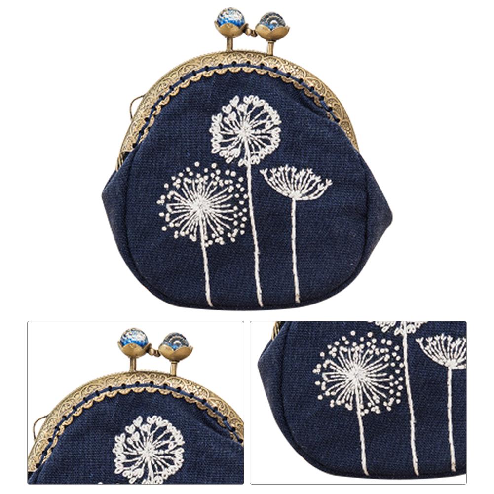 3pcs DIY Dandelion Embroidered Clutch Women Snap Coin Purse Bags Kits