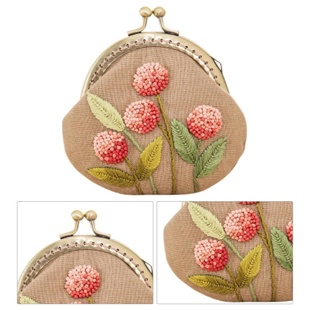 3pcs DIY Dandelion Embroidered Clutch Women Snap Coin Purse Bags Kits