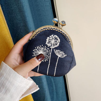 3pcs DIY Dandelion Embroidered Clutch Women Snap Coin Purse Bags Kits