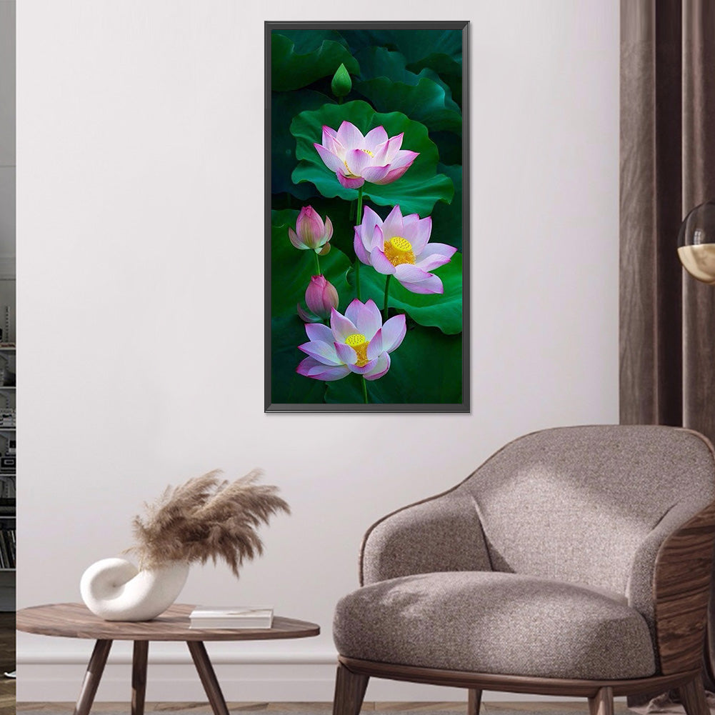 Lotus Flower - Full Round Drill Diamond Painting 40*80CM