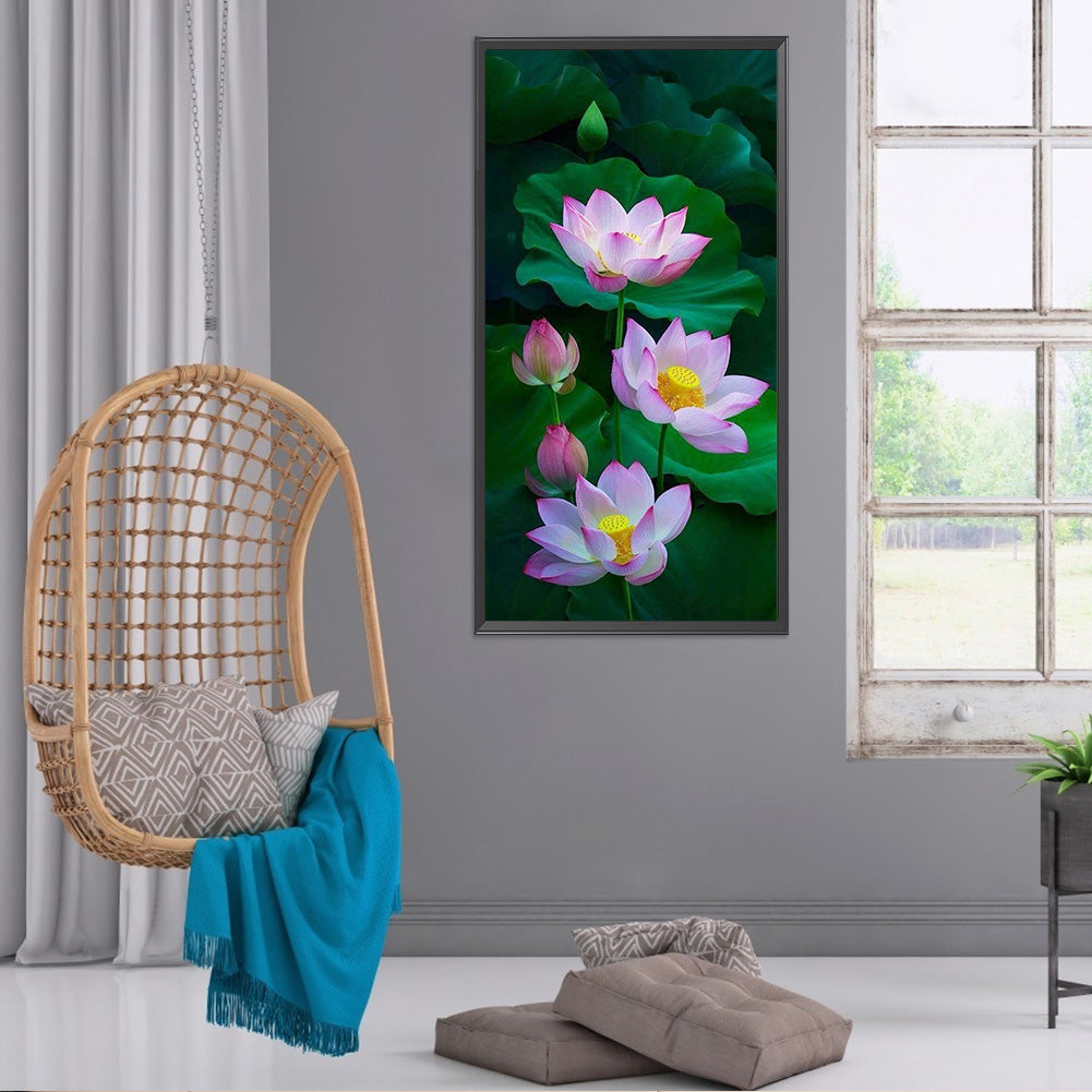 Lotus Flower - Full Round Drill Diamond Painting 40*80CM