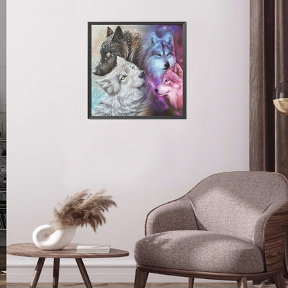 Flower Wolf - Full Round Drill Diamond Painting 50*50CM