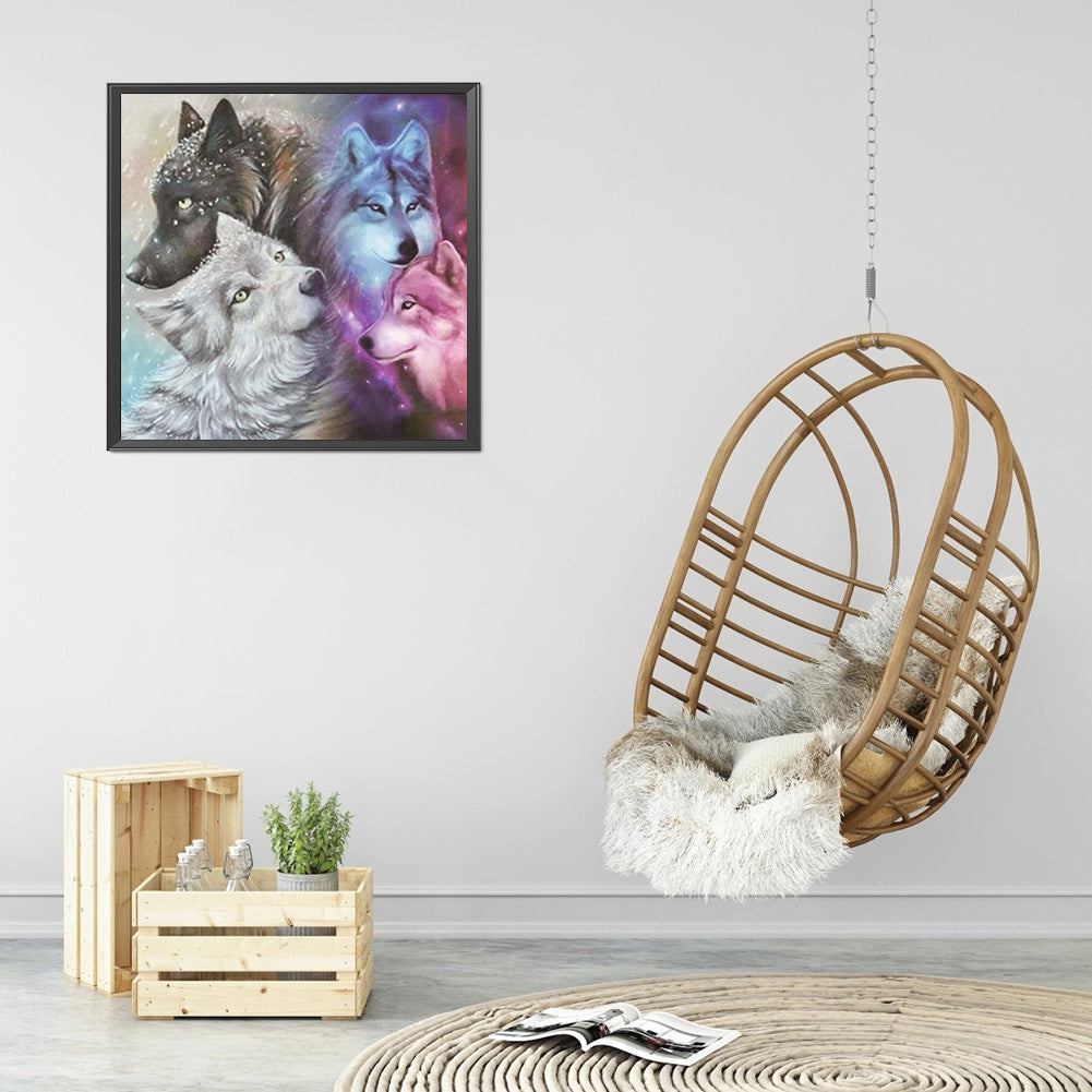Flower Wolf - Full Round Drill Diamond Painting 50*50CM