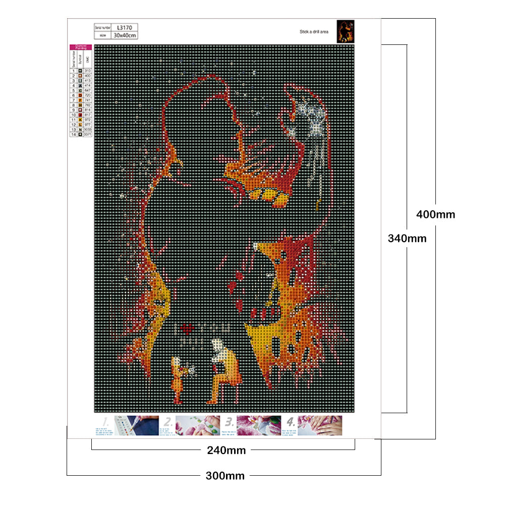 Disney Character Silhouette - Full Round Drill Diamond Painting 30*40CM