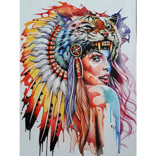 Indians - Full Round Drill Diamond Painting 30*40CM