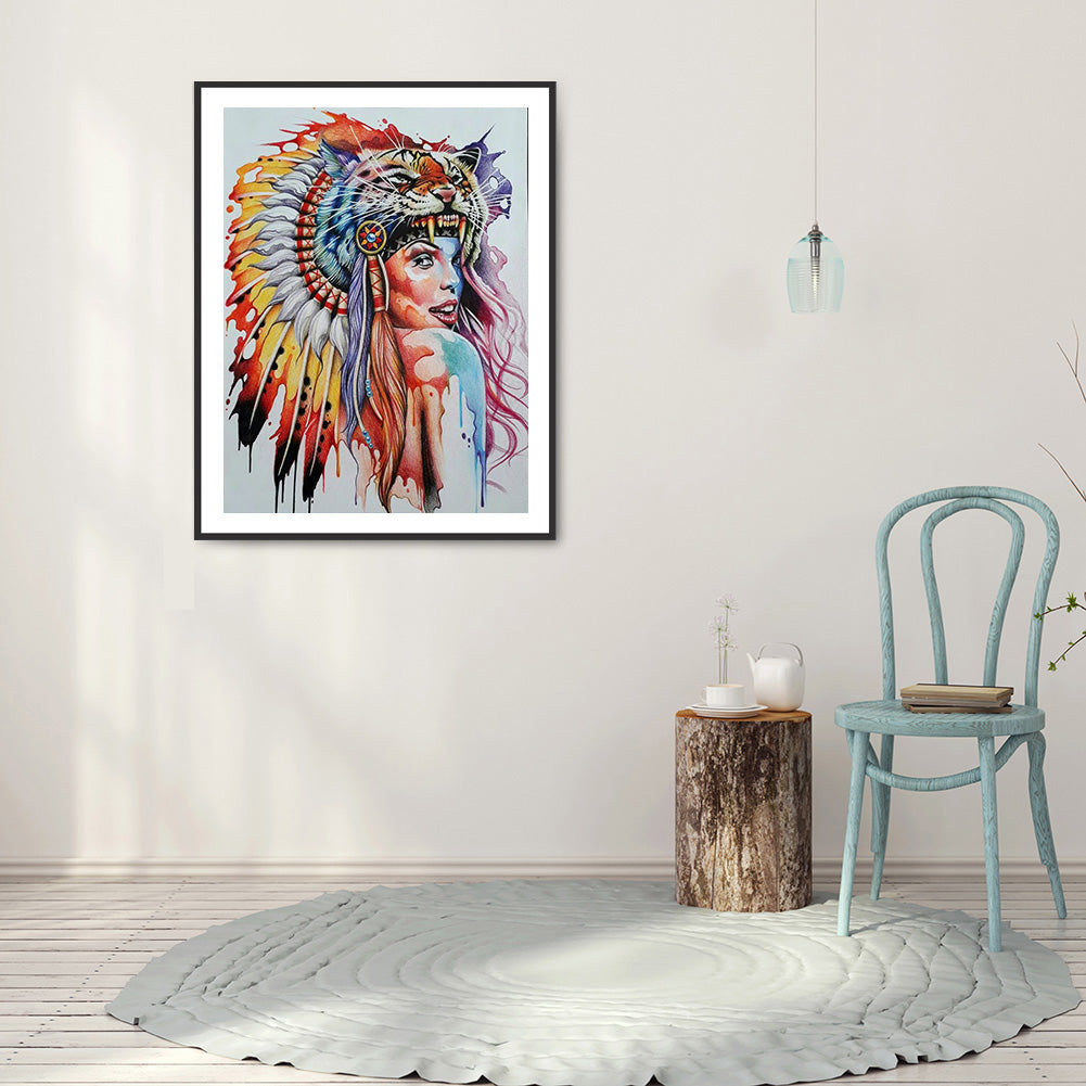 Indians - Full Round Drill Diamond Painting 30*40CM