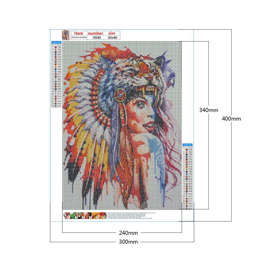 Indians - Full Round Drill Diamond Painting 30*40CM