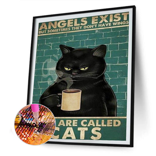 Black Cat Pictorial - Full Round Drill Diamond Painting 30*40CM