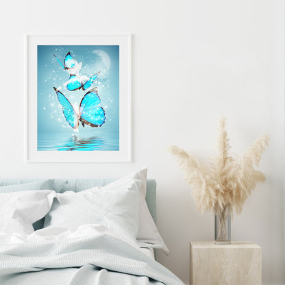 Crystal Blue Butterfly - Full Square Drill Diamond Painting 30*40CM
