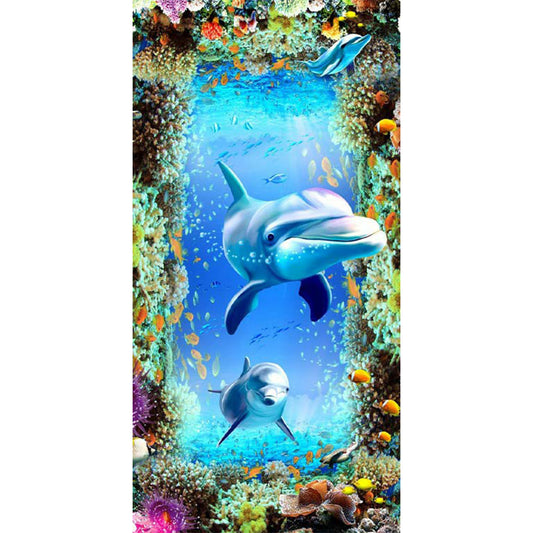 Dolphin - Full Round Drill Diamond Painting 40*80CM
