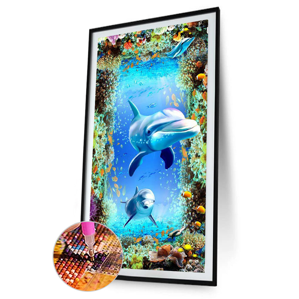 Dolphin - Full Round Drill Diamond Painting 40*80CM