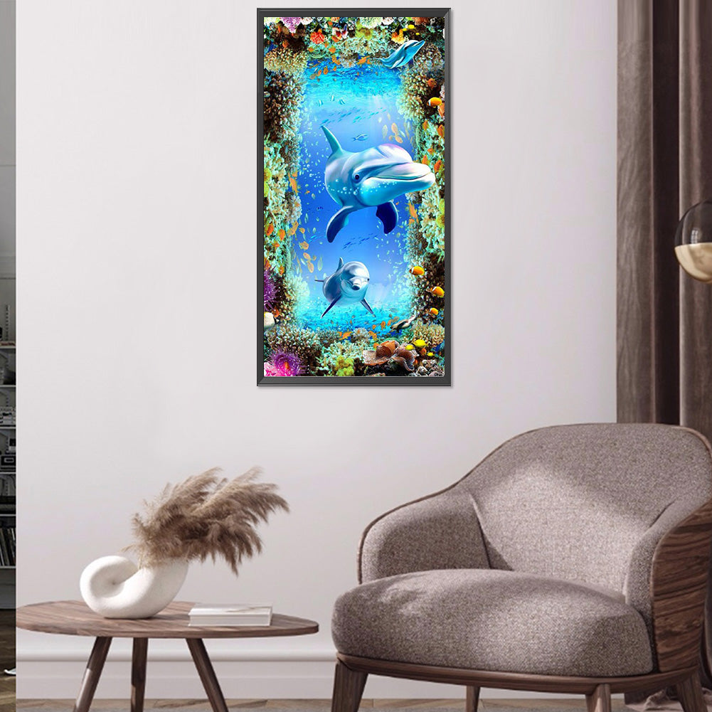 Dolphin - Full Round Drill Diamond Painting 40*80CM