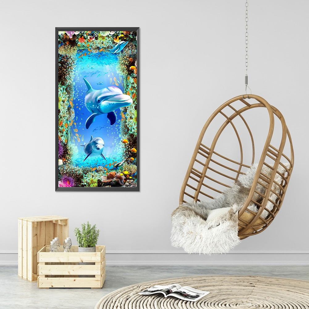 Dolphin - Full Round Drill Diamond Painting 40*80CM