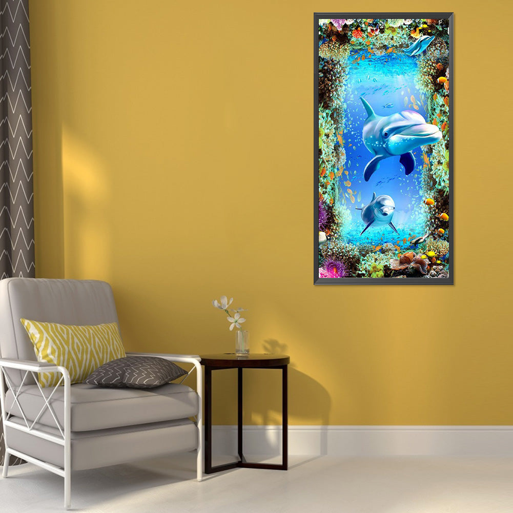 Dolphin - Full Round Drill Diamond Painting 40*80CM