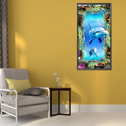 Dolphin - Full Round Drill Diamond Painting 40*80CM