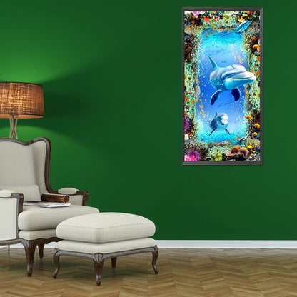 Dolphin - Full Round Drill Diamond Painting 40*80CM
