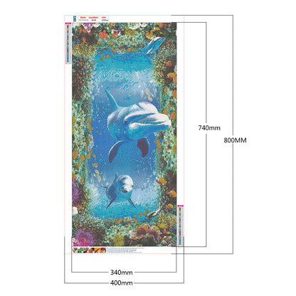 Dolphin - Full Round Drill Diamond Painting 40*80CM
