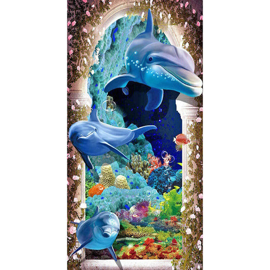 Dolphin - Full Round Drill Diamond Painting 40*80CM