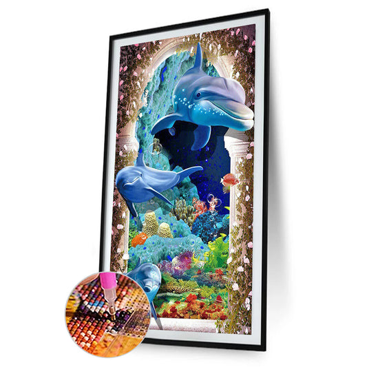 Dolphin - Full Round Drill Diamond Painting 40*80CM