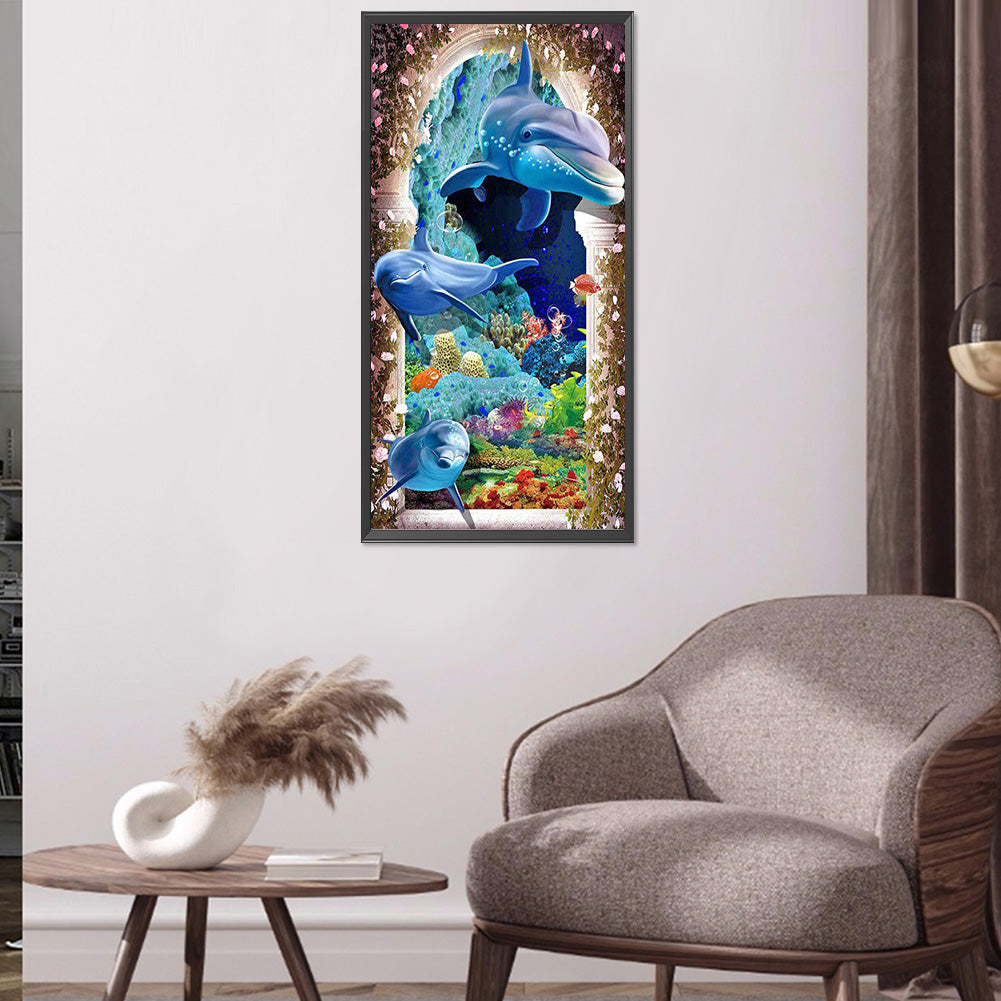 Dolphin - Full Round Drill Diamond Painting 40*80CM