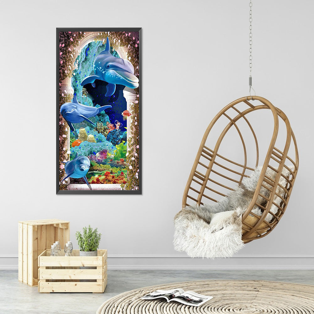 Dolphin - Full Round Drill Diamond Painting 40*80CM