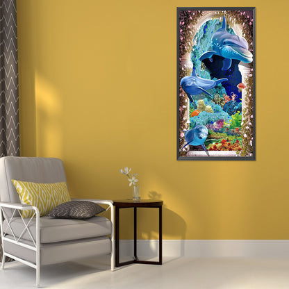 Dolphin - Full Round Drill Diamond Painting 40*80CM
