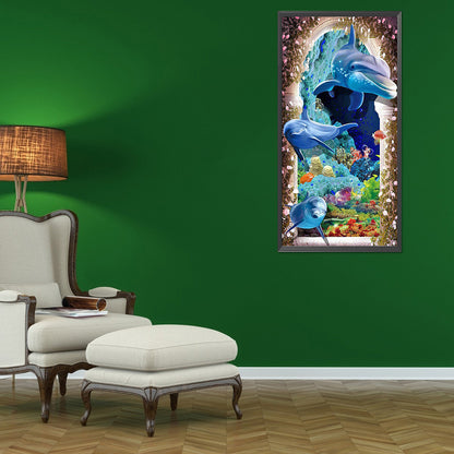Dolphin - Full Round Drill Diamond Painting 40*80CM
