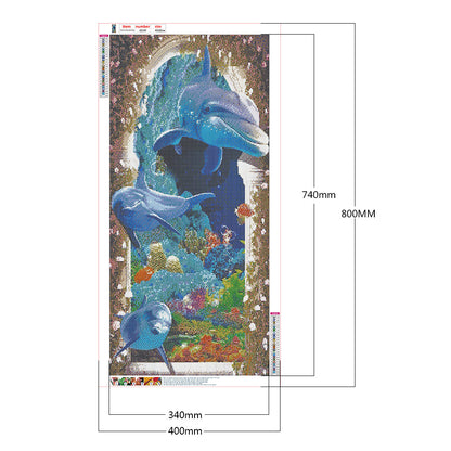 Dolphin - Full Round Drill Diamond Painting 40*80CM