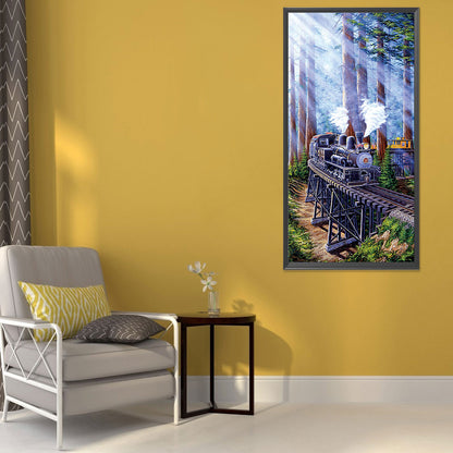 Jet Forest Train - Full Round Drill Diamond Painting 40*80CM