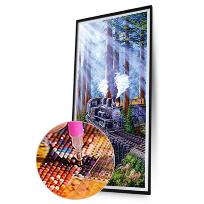 Jet Forest Train - Full Round Drill Diamond Painting 40*80CM
