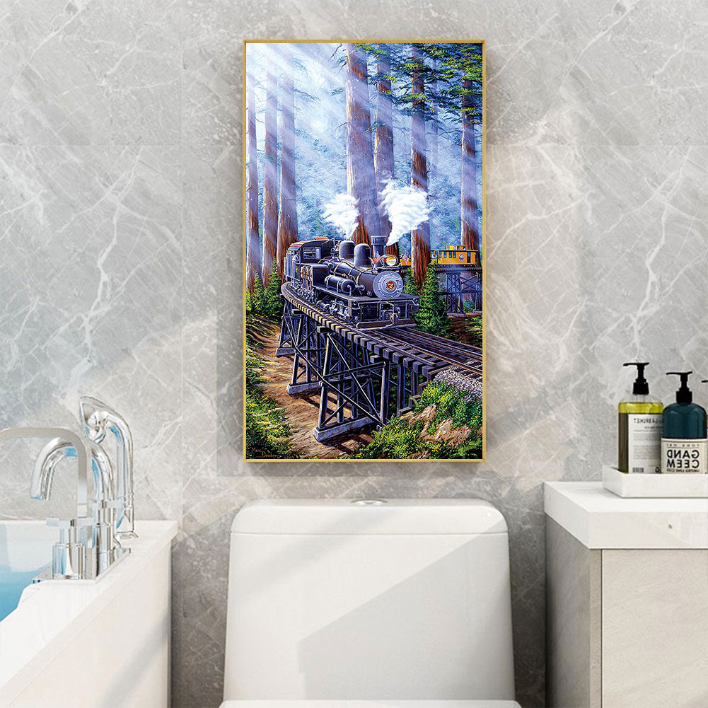 Jet Forest Train - Full Round Drill Diamond Painting 40*80CM