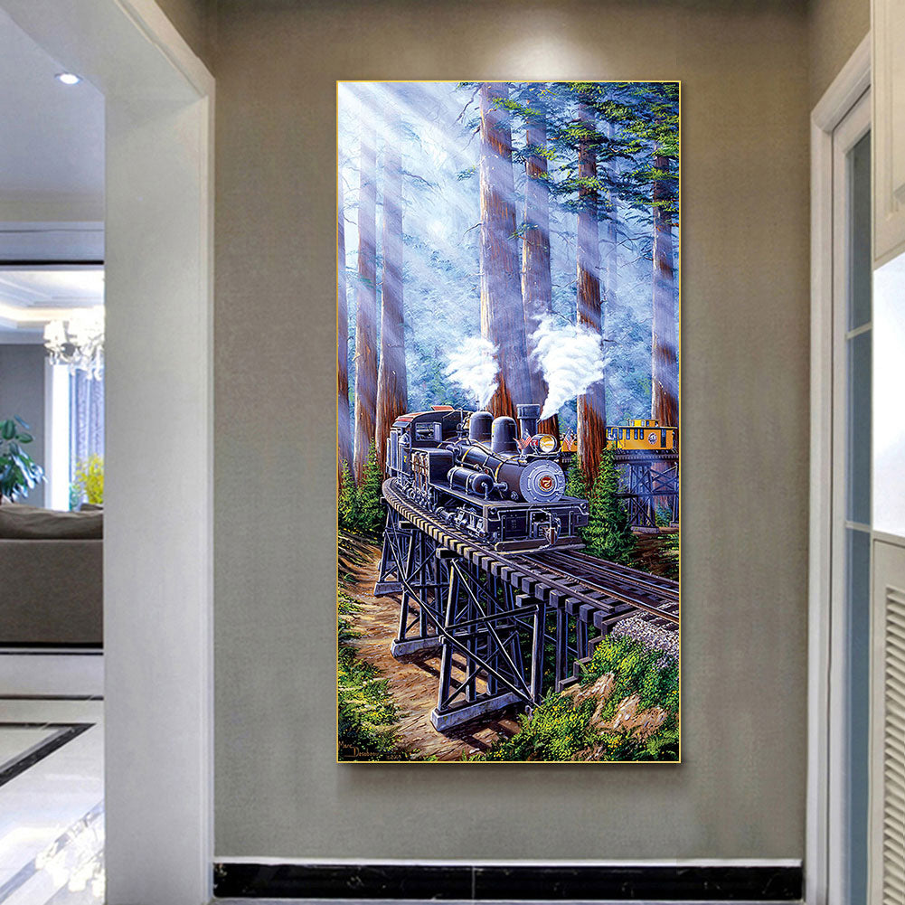 Jet Forest Train - Full Round Drill Diamond Painting 40*80CM