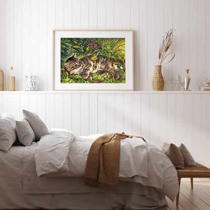 Cat Playing Butterfly - Full Square Drill Diamond Painting 30*40CM