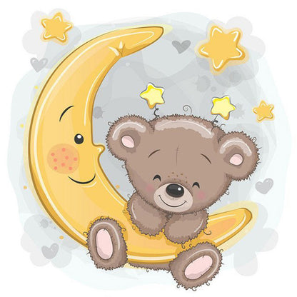 Moon Cartoon Bear - Full Round Drill Diamond Painting 30*30CM