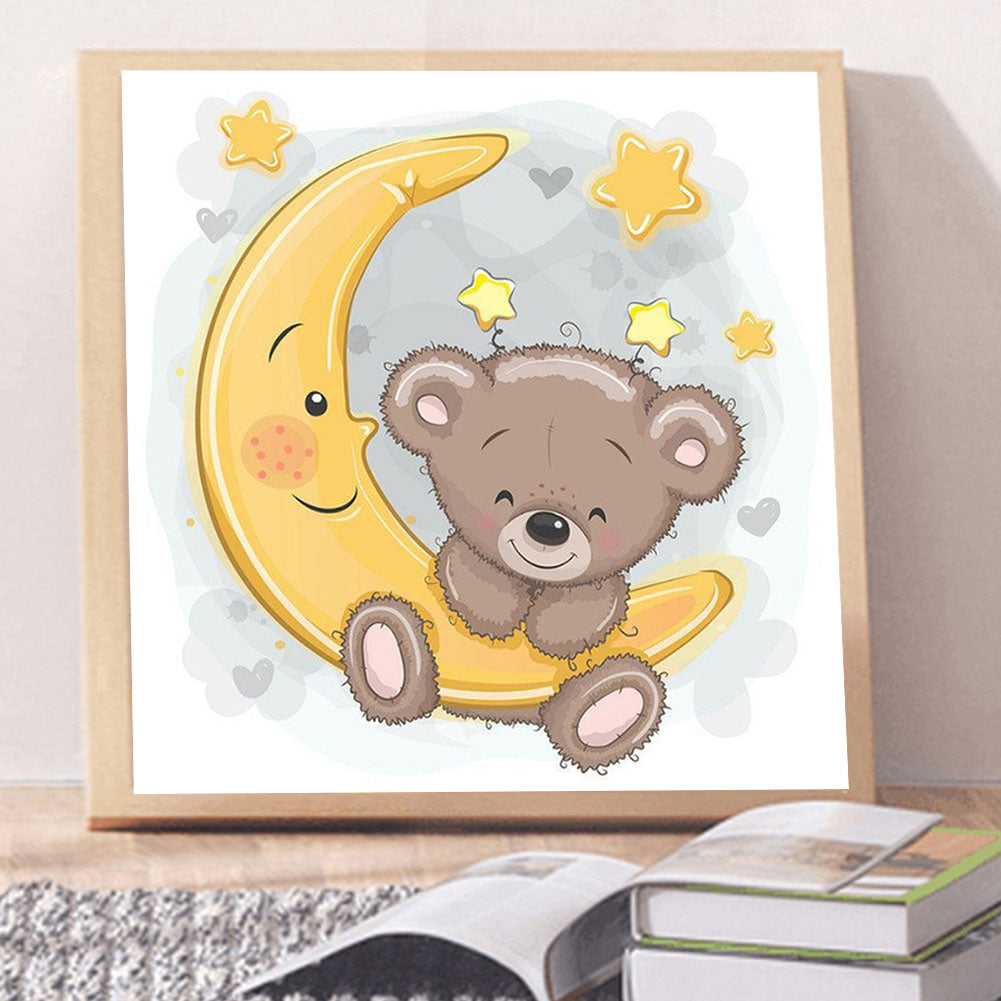 Moon Cartoon Bear - Full Round Drill Diamond Painting 30*30CM