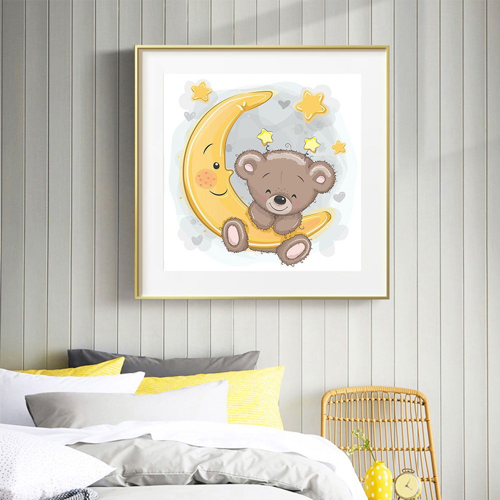 Moon Cartoon Bear - Full Round Drill Diamond Painting 30*30CM