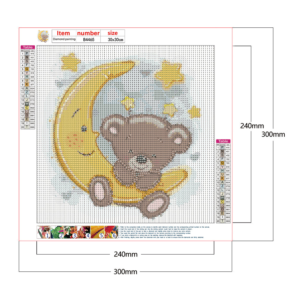 Moon Cartoon Bear - Full Round Drill Diamond Painting 30*30CM