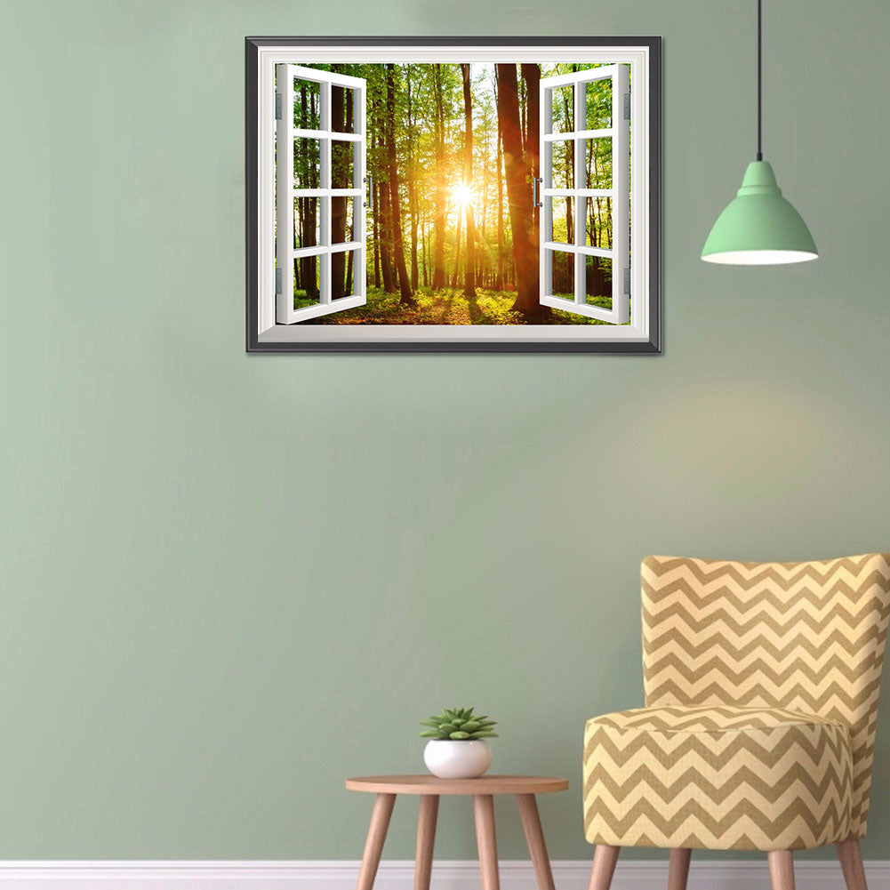 Forest Landscape Series Outside The Window - Full Round Drill Diamond Painting 40*30CM