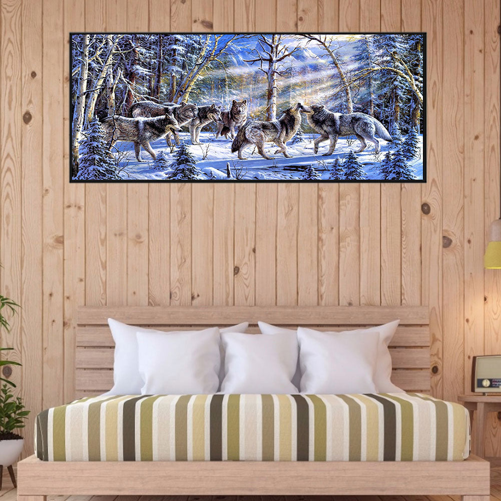 Wolf Pack - Full Round Drill Diamond Painting 80*40CM