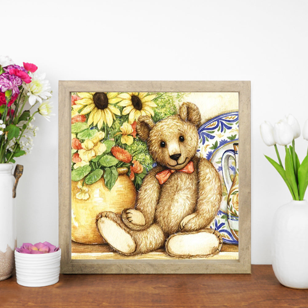 Teddy Bear - Full Round Drill Diamond Painting 30*30CM