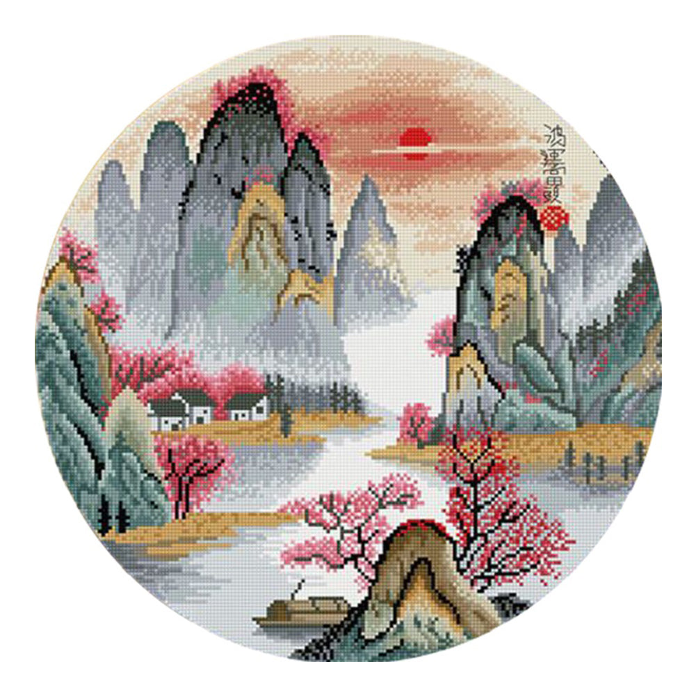 Lijiang River Landscape - 11CT Stamped Cross Stitch 50*50CM