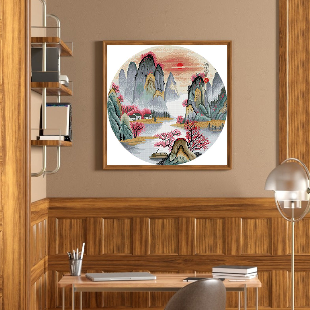 Lijiang River Landscape - 11CT Stamped Cross Stitch 50*50CM