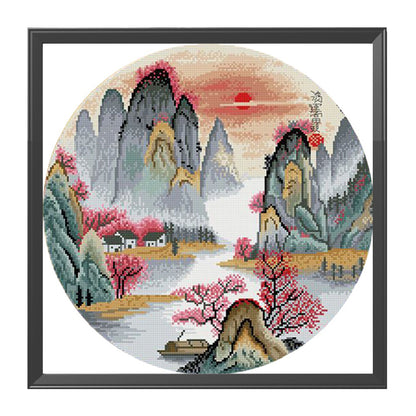 Lijiang River Landscape - 11CT Stamped Cross Stitch 50*50CM