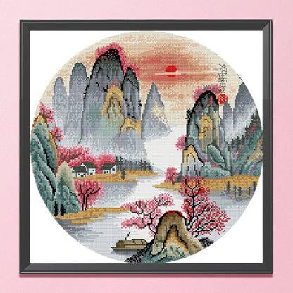 Lijiang River Landscape - 11CT Stamped Cross Stitch 50*50CM