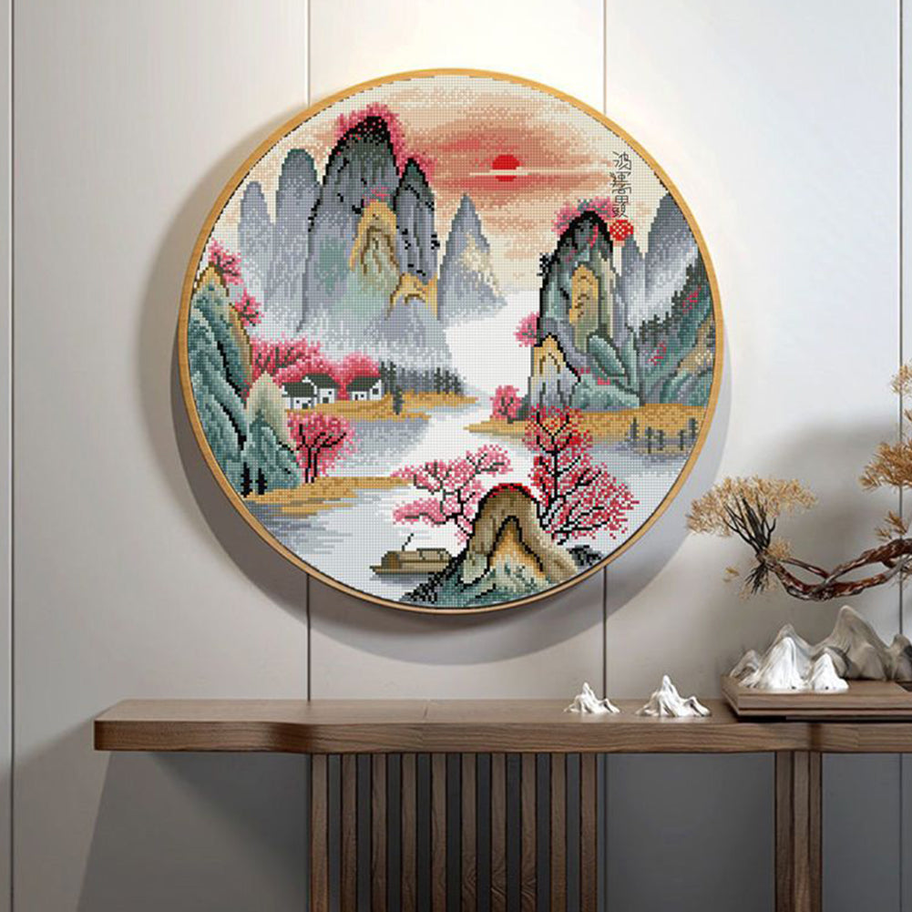 Lijiang River Landscape - 11CT Stamped Cross Stitch 50*50CM